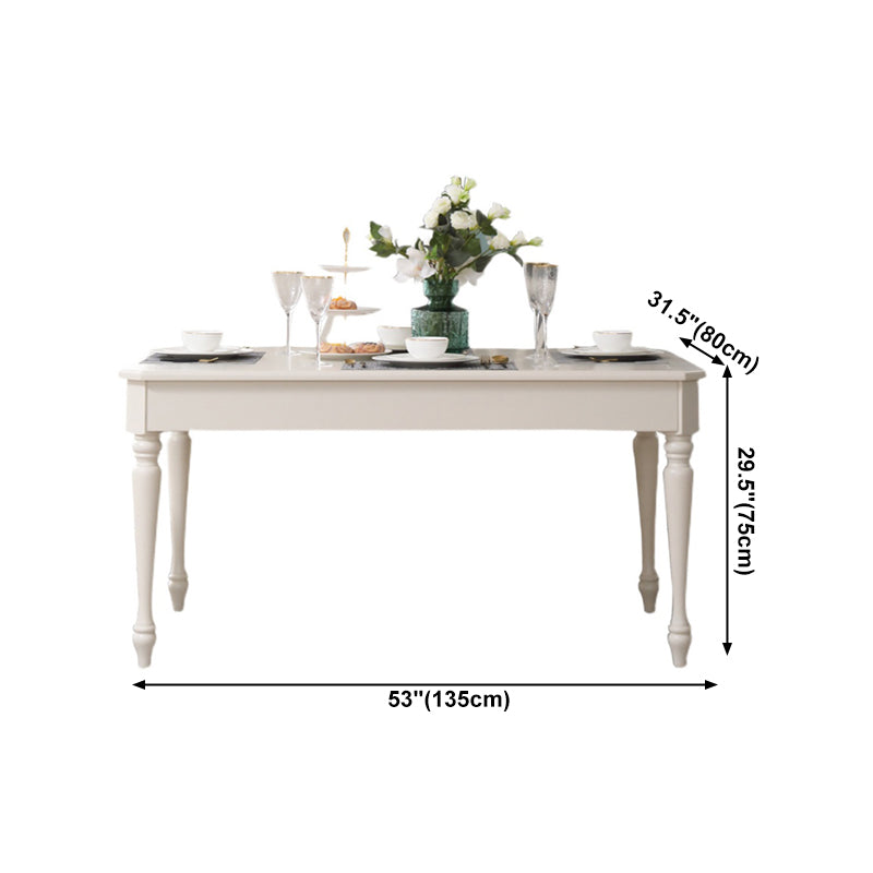 Rectangle 4 Legs Mid-Century Dining Table White Tone Fixed Table of Solid Wood Clearhalo ' dining_table' 'Dining Tables & Seating' 'Dining Tables' 'furn' 'furn_dining_table' 'Furniture' 'furniture_dining_table' 'Kitchen & Dining Furniture' 'kitchen&dining_furn' 'kitchen' 'kitchen_dining_table' 4033550
