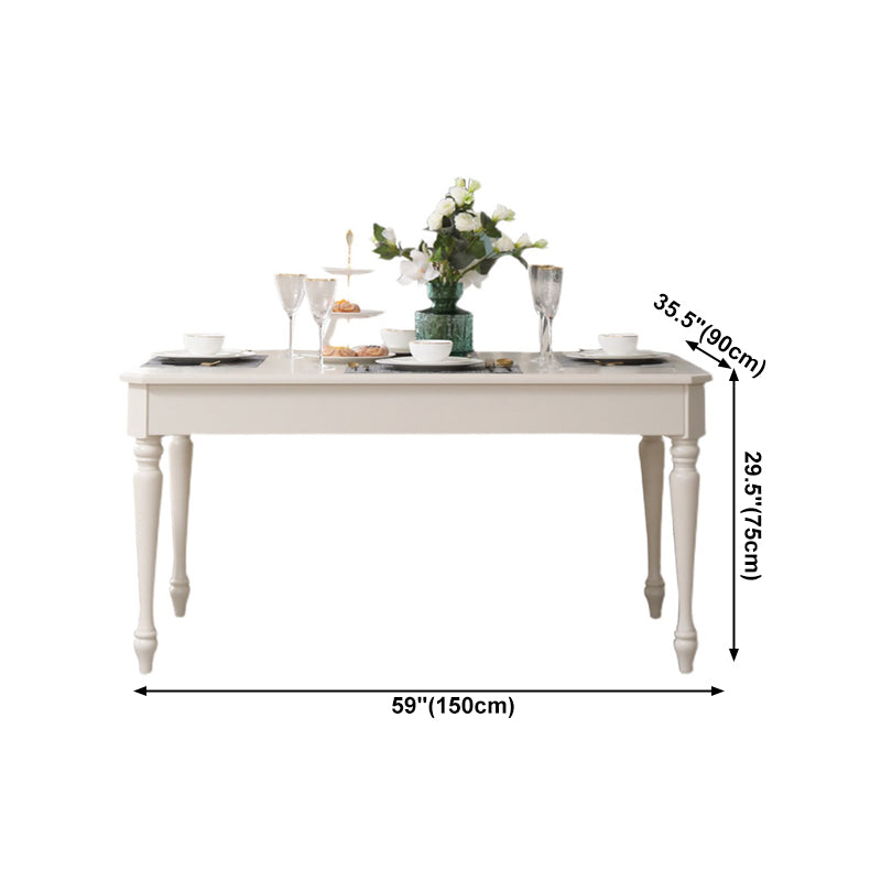 Rectangle 4 Legs Mid-Century Dining Table White Tone Fixed Table of Solid Wood Clearhalo ' dining_table' 'Dining Tables & Seating' 'Dining Tables' 'furn' 'furn_dining_table' 'Furniture' 'furniture_dining_table' 'Kitchen & Dining Furniture' 'kitchen&dining_furn' 'kitchen' 'kitchen_dining_table' 4033551