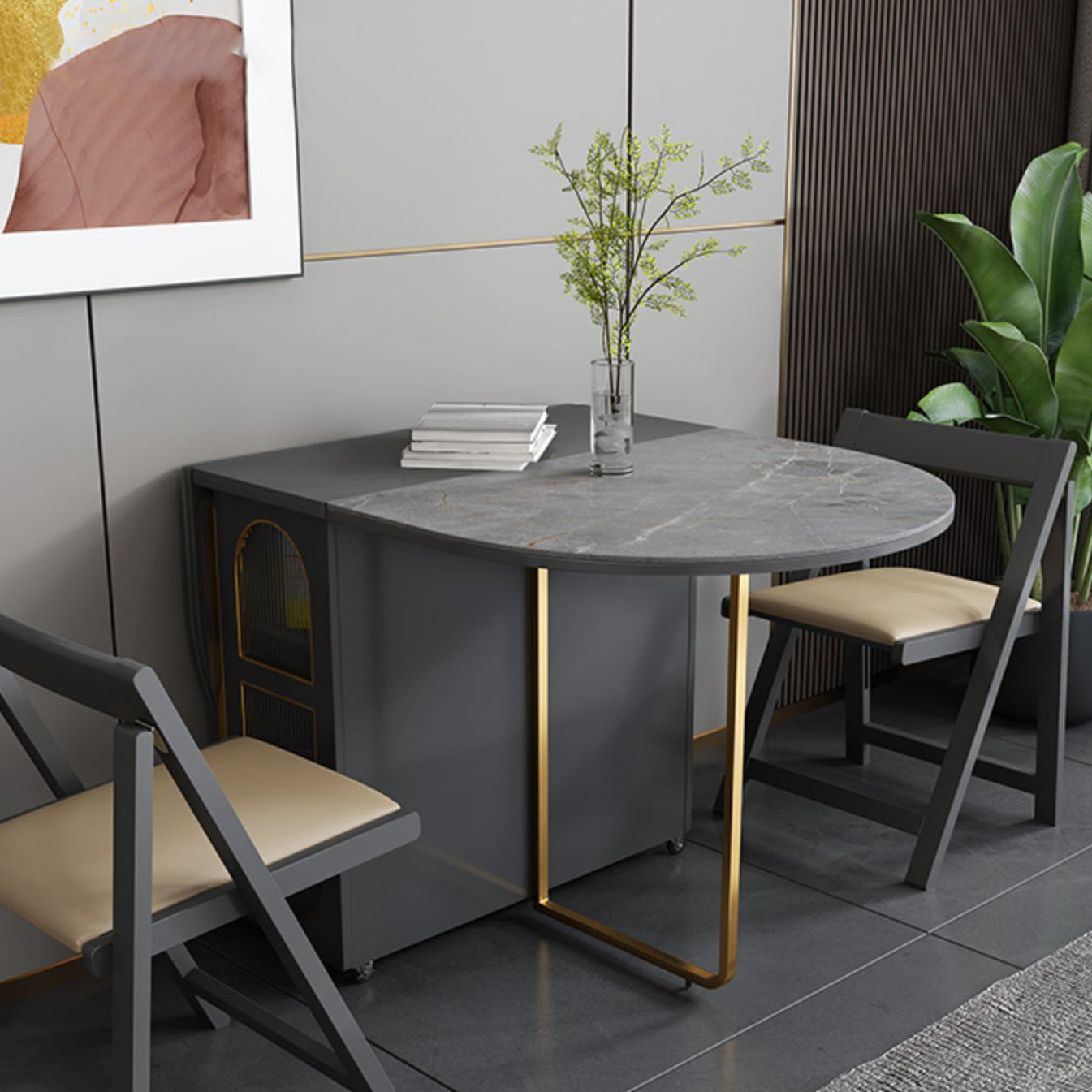 59''L Minimalist Folding Kitchen Dining Table Oval Dining Table with Pedestal Base Clearhalo ' dining_table' 'Dining Tables & Seating' 'Dining Tables' 'furn' 'furn_dining_table' 'Furniture' 'furniture_dining_table' 'Kitchen & Dining Furniture' 'kitchen&dining_furn' 'kitchen' 'kitchen_dining_table' 4033553