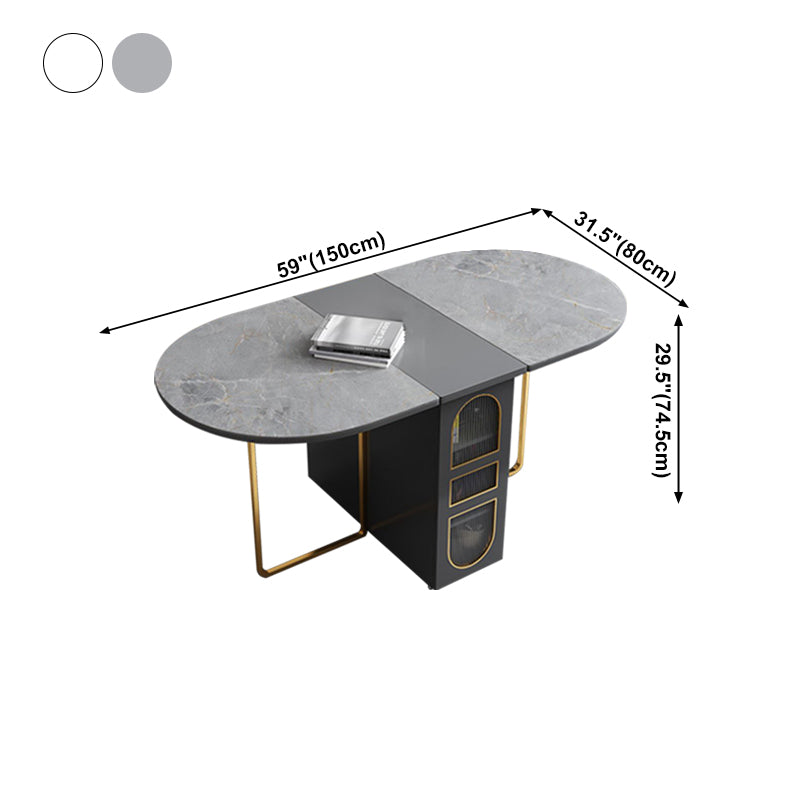 59''L Minimalist Folding Kitchen Dining Table Oval Dining Table with Pedestal Base Clearhalo ' dining_table' 'Dining Tables & Seating' 'Dining Tables' 'furn' 'furn_dining_table' 'Furniture' 'furniture_dining_table' 'Kitchen & Dining Furniture' 'kitchen&dining_furn' 'kitchen' 'kitchen_dining_table' 4033561