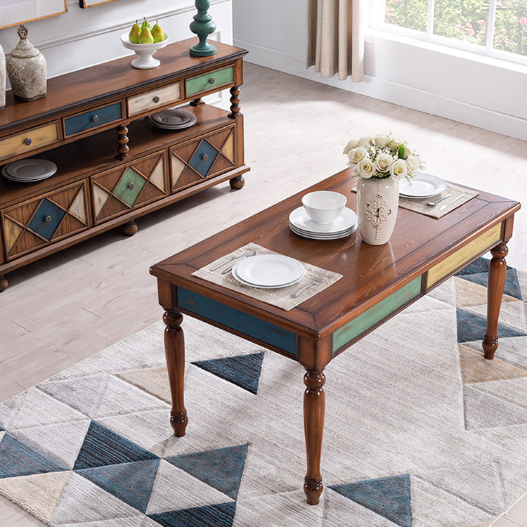 Solid Wood Mid-Century Modern Rectangle Table Wood Top Dining Table with 4 Legs Clearhalo ' dining_table' 'Dining Tables & Seating' 'Dining Tables' 'furn' 'furn_dining_table' 'Furniture' 'furniture_dining_table' 'Kitchen & Dining Furniture' 'kitchen&dining_furn' 'kitchen' 'kitchen_dining_table' 4033582