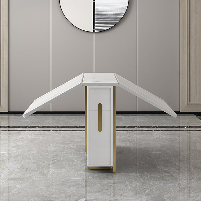 51.2''L Contemporary Sintered Stone Dining Table Folding White Dining Table for Kitchen Clearhalo ' dining_table' 'Dining Tables & Seating' 'Dining Tables' 'furn' 'furn_dining_table' 'Furniture' 'furniture_dining_table' 'Kitchen & Dining Furniture' 'kitchen&dining_furn' 'kitchen' 'kitchen_dining_table' 4033589