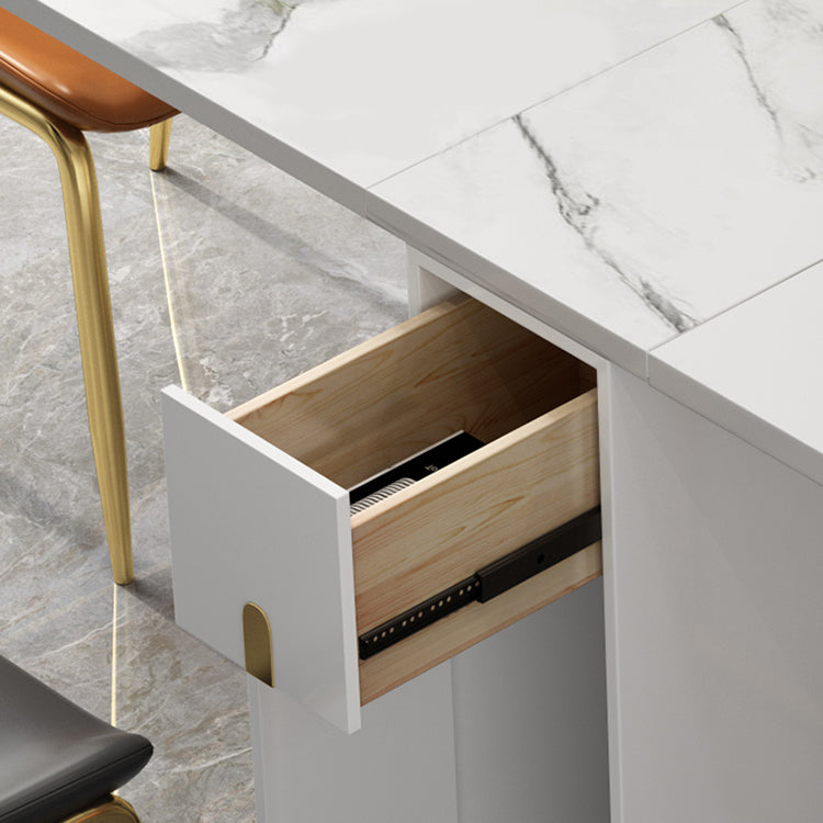 51.2''L Contemporary Sintered Stone Dining Table Folding White Dining Table for Kitchen Clearhalo ' dining_table' 'Dining Tables & Seating' 'Dining Tables' 'furn' 'furn_dining_table' 'Furniture' 'furniture_dining_table' 'Kitchen & Dining Furniture' 'kitchen&dining_furn' 'kitchen' 'kitchen_dining_table' 4033592