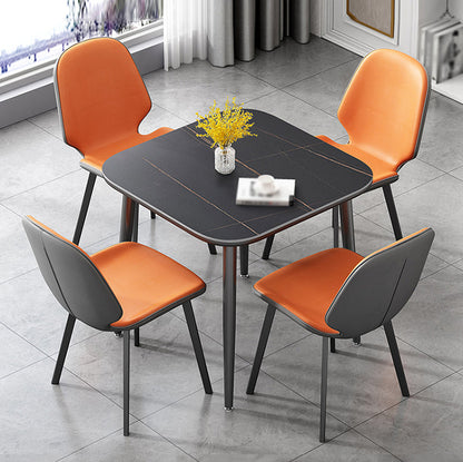 Modern Style Dining Table Sintered Stone Dinner Table with Black Frame Square Black Without Chairs Clearhalo ' dining_table' 'Dining Tables & Seating' 'Dining Tables' 'furn' 'furn_dining_table' 'Furniture' 'furniture_dining_table' 'Kitchen & Dining Furniture' 'kitchen&dining_furn' 'kitchen' 'kitchen_dining_table' 4033621