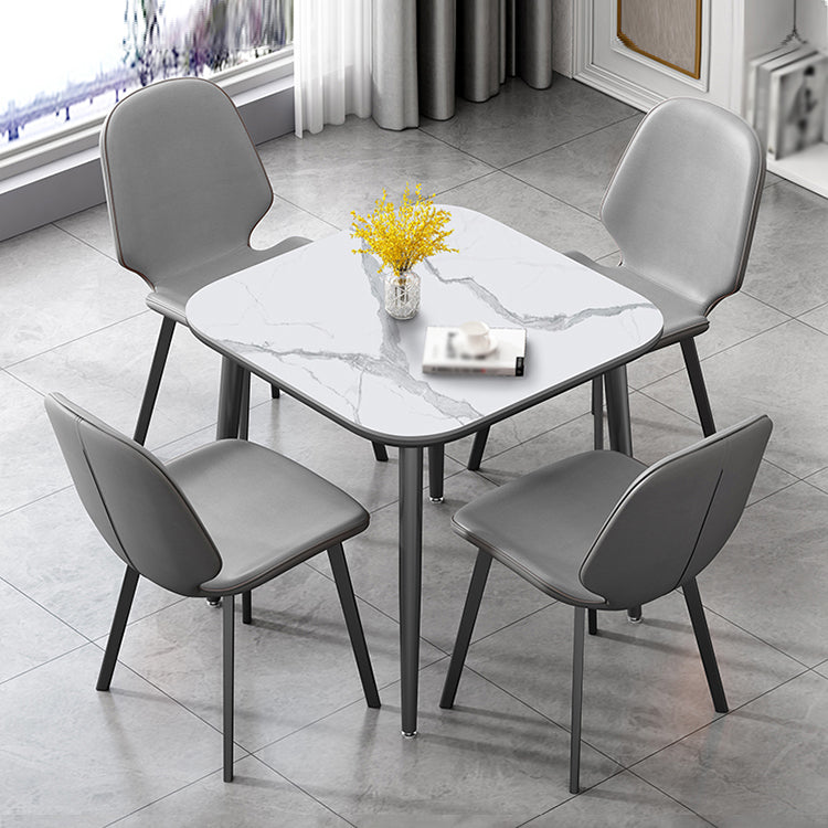 Modern Style Dining Table Sintered Stone Dinner Table with Black Frame Square White Without Chairs Clearhalo ' dining_table' 'Dining Tables & Seating' 'Dining Tables' 'furn' 'furn_dining_table' 'Furniture' 'furniture_dining_table' 'Kitchen & Dining Furniture' 'kitchen&dining_furn' 'kitchen' 'kitchen_dining_table' 4033623