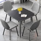 Modern Style Dining Table Sintered Stone Dinner Table with Black Frame Clearhalo ' dining_table' 'Dining Tables & Seating' 'Dining Tables' 'furn' 'furn_dining_table' 'Furniture' 'furniture_dining_table' 'Kitchen & Dining Furniture' 'kitchen&dining_furn' 'kitchen' 'kitchen_dining_table' 4033624