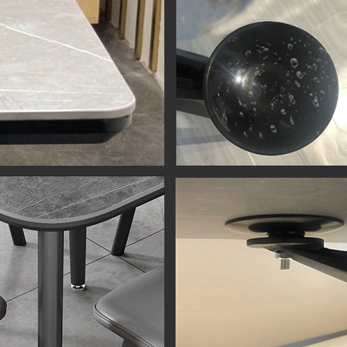 Modern Style Dining Table Sintered Stone Dinner Table with Black Frame Clearhalo ' dining_table' 'Dining Tables & Seating' 'Dining Tables' 'furn' 'furn_dining_table' 'Furniture' 'furniture_dining_table' 'Kitchen & Dining Furniture' 'kitchen&dining_furn' 'kitchen' 'kitchen_dining_table' 4033630
