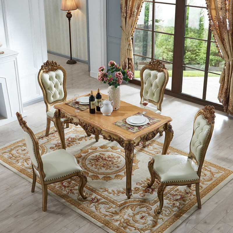 Rectangle Wood Color Dining Table Solid Rubberwood Table Victorian with 4 Legs Clearhalo ' dining_table' 'Dining Tables & Seating' 'Dining Tables' 'furn' 'furn_dining_table' 'Furniture' 'furniture_dining_table' 'Kitchen & Dining Furniture' 'kitchen&dining_furn' 'kitchen' 'kitchen_dining_table' 4033637