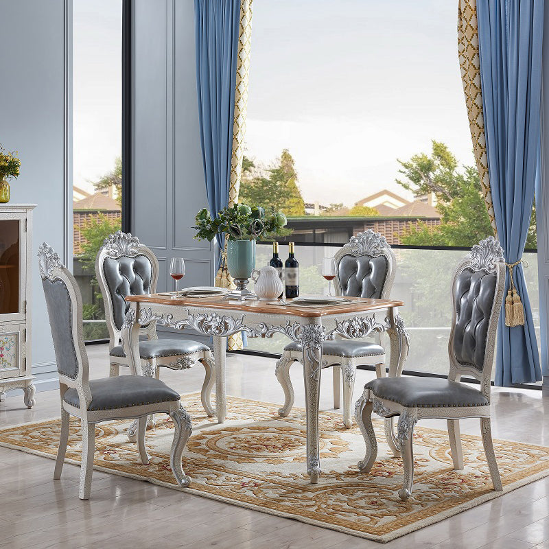 Rectangle Wood Color Dining Table Solid Rubberwood Table Victorian with 4 Legs Clearhalo ' dining_table' 'Dining Tables & Seating' 'Dining Tables' 'furn' 'furn_dining_table' 'Furniture' 'furniture_dining_table' 'Kitchen & Dining Furniture' 'kitchen&dining_furn' 'kitchen' 'kitchen_dining_table' 4033639