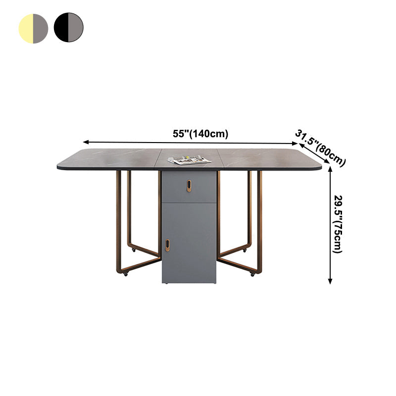 Modern Dining Table Sintered Stone Drop-Leaf Dining Table for Home Use Clearhalo ' dining_table' 'Dining Tables & Seating' 'Dining Tables' 'furn' 'furn_dining_table' 'Furniture' 'furniture_dining_table' 'Kitchen & Dining Furniture' 'kitchen&dining_furn' 'kitchen' 'kitchen_dining_table' 4033673