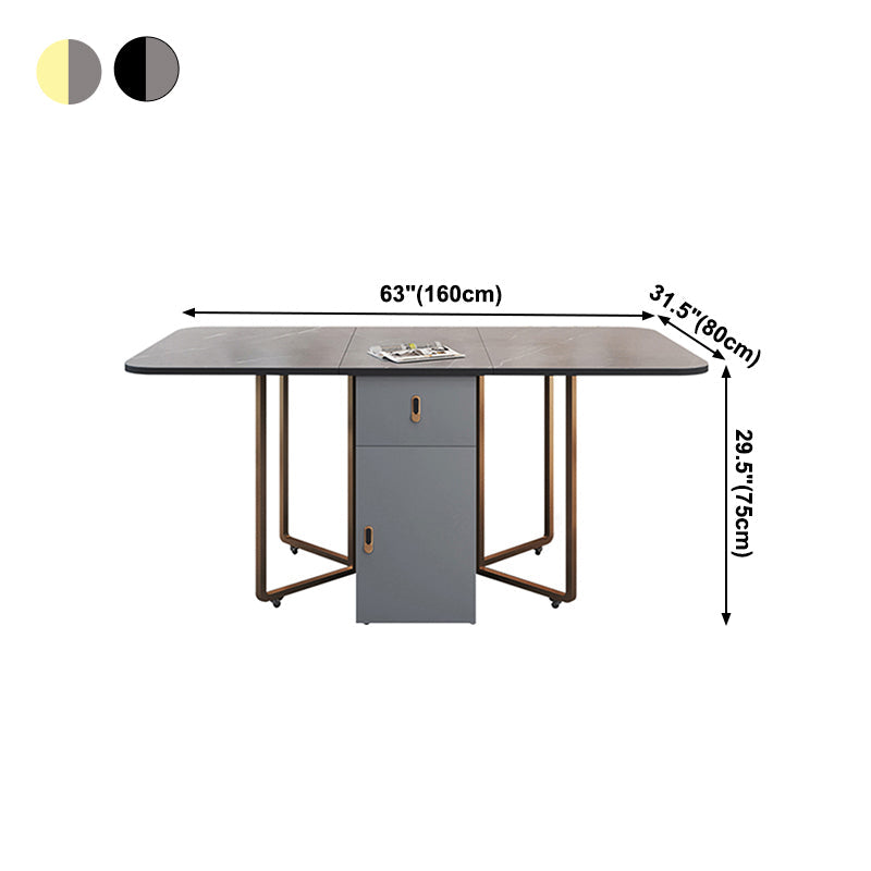 Modern Dining Table Sintered Stone Drop-Leaf Dining Table for Home Use Clearhalo ' dining_table' 'Dining Tables & Seating' 'Dining Tables' 'furn' 'furn_dining_table' 'Furniture' 'furniture_dining_table' 'Kitchen & Dining Furniture' 'kitchen&dining_furn' 'kitchen' 'kitchen_dining_table' 4033674