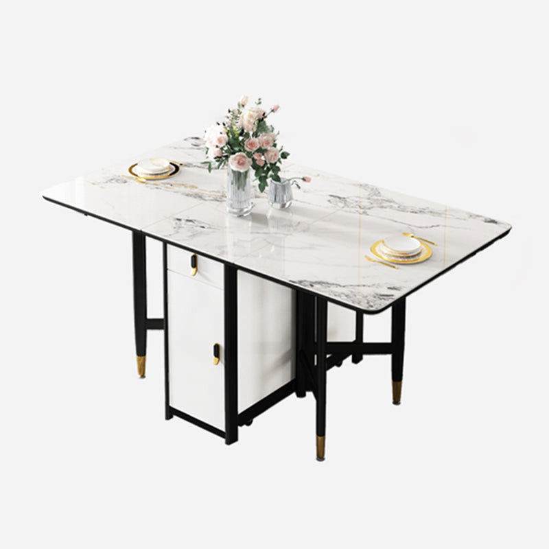 Modern Style White Dining Table Rectangle Drop-Leaf Dining Table for Home Use Without Chairs Clearhalo ' dining_table' 'Dining Tables & Seating' 'Dining Tables' 'furn' 'furn_dining_table' 'Furniture' 'furniture_dining_table' 'Kitchen & Dining Furniture' 'kitchen&dining_furn' 'kitchen' 'kitchen_dining_table' 4033679