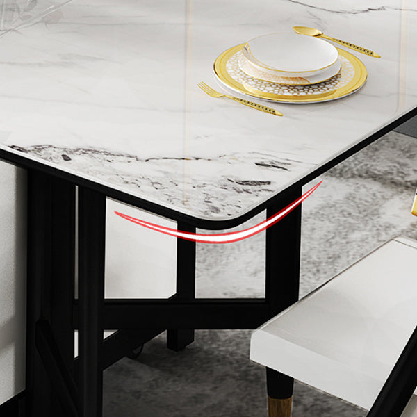 Modern Style White Dining Table Rectangle Drop-Leaf Dining Table for Home Use Clearhalo ' dining_table' 'Dining Tables & Seating' 'Dining Tables' 'furn' 'furn_dining_table' 'Furniture' 'furniture_dining_table' 'Kitchen & Dining Furniture' 'kitchen&dining_furn' 'kitchen' 'kitchen_dining_table' 4033680