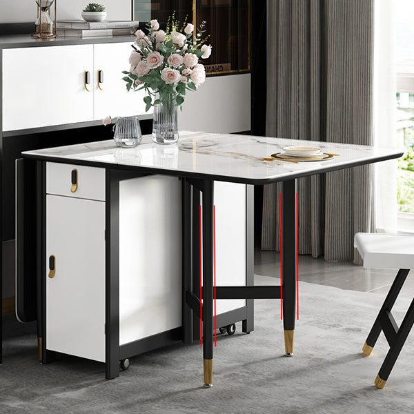 Modern Style White Dining Table Rectangle Drop-Leaf Dining Table for Home Use Clearhalo ' dining_table' 'Dining Tables & Seating' 'Dining Tables' 'furn' 'furn_dining_table' 'Furniture' 'furniture_dining_table' 'Kitchen & Dining Furniture' 'kitchen&dining_furn' 'kitchen' 'kitchen_dining_table' 4033681