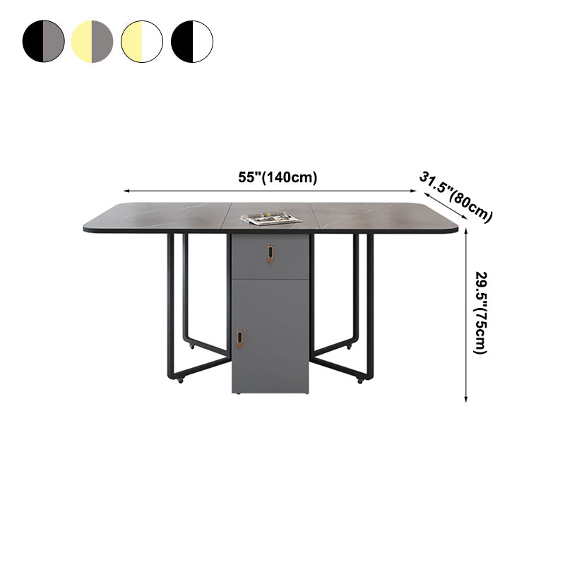 Modern Style Dining Table Sintered Stone Drop-Leaf Dining Table for Home Use Clearhalo ' dining_table' 'Dining Tables & Seating' 'Dining Tables' 'furn' 'furn_dining_table' 'Furniture' 'furniture_dining_table' 'Kitchen & Dining Furniture' 'kitchen&dining_furn' 'kitchen' 'kitchen_dining_table' 4033699