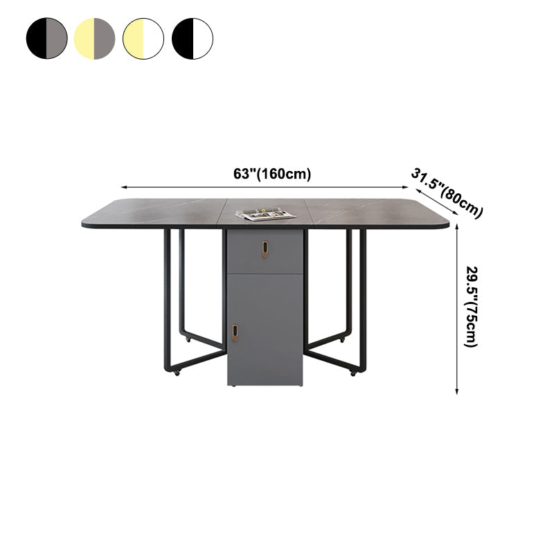 Modern Style Dining Table Sintered Stone Drop-Leaf Dining Table for Home Use Clearhalo ' dining_table' 'Dining Tables & Seating' 'Dining Tables' 'furn' 'furn_dining_table' 'Furniture' 'furniture_dining_table' 'Kitchen & Dining Furniture' 'kitchen&dining_furn' 'kitchen' 'kitchen_dining_table' 4033700