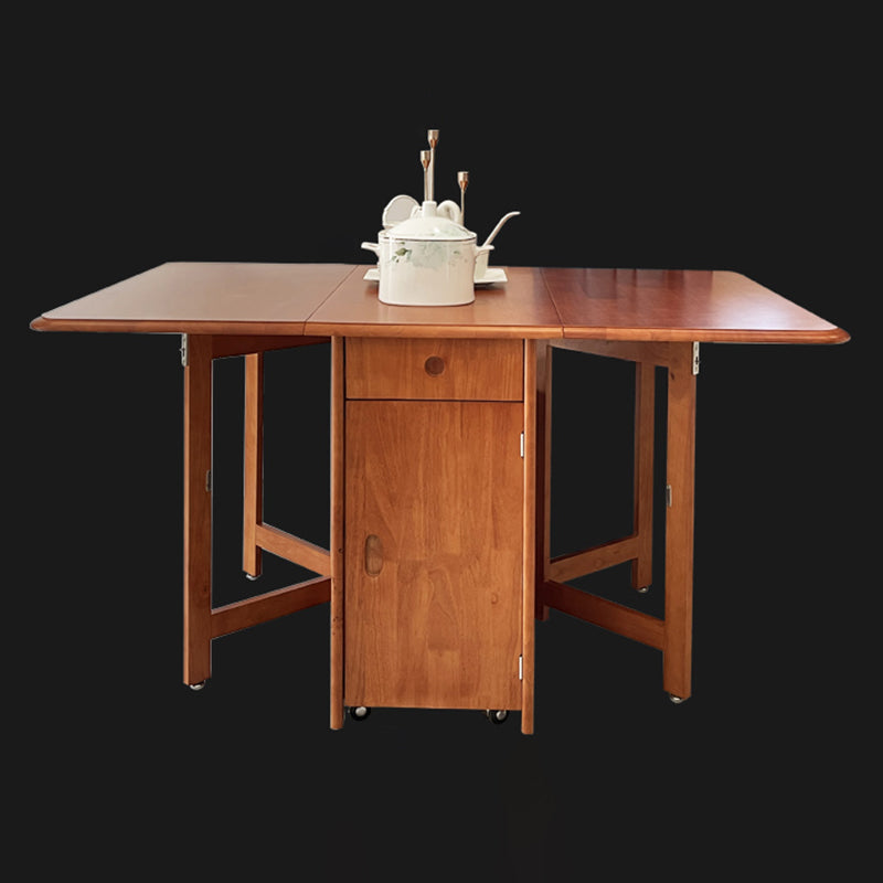 Mid-Century Modern Dining Table Rectangle Solid Wood Drop-Leaf Dining Table for Home Use Red Without Chairs Clearhalo ' dining_table' 'Dining Tables & Seating' 'Dining Tables' 'furn' 'furn_dining_table' 'Furniture' 'furniture_dining_table' 'Kitchen & Dining Furniture' 'kitchen&dining_furn' 'kitchen' 'kitchen_dining_table' 4033702