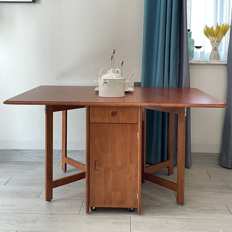 Mid-Century Modern Dining Table Rectangle Solid Wood Drop-Leaf Dining Table for Home Use Brown Without Chairs Clearhalo ' dining_table' 'Dining Tables & Seating' 'Dining Tables' 'furn' 'furn_dining_table' 'Furniture' 'furniture_dining_table' 'Kitchen & Dining Furniture' 'kitchen&dining_furn' 'kitchen' 'kitchen_dining_table' 4033712