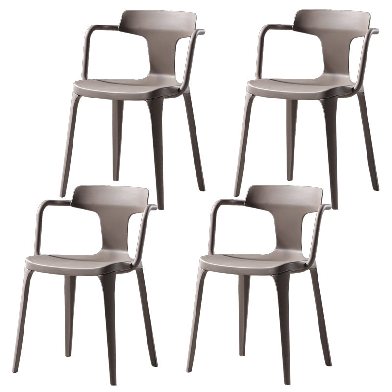 Contemporary Style Plastic Dining Chairs Dining Arm Side Chairs for Kitchen Grey 4 Piece Set Clearhalo ' kitchen&dining_furn' 'Dining Chairs' 'Dining Tables & Seating' 'dining_chair' 'furn' 'furn_dining_chair' 'Furniture' 'furniture_dining_chair' 'Kitchen & Dining Furniture' 'kitchen' 4037639