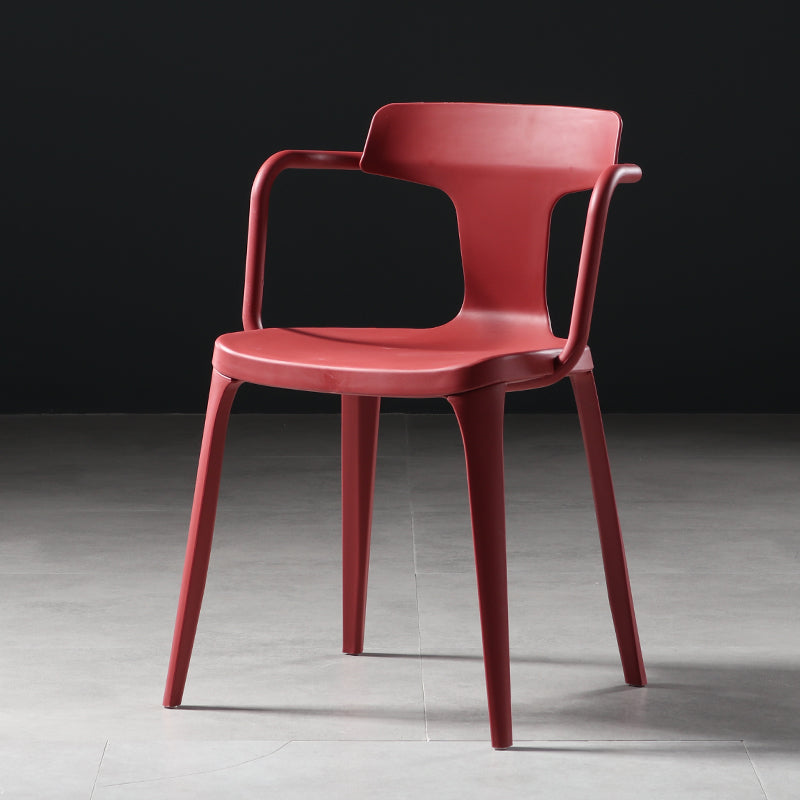 Contemporary Style Plastic Dining Chairs Dining Arm Side Chairs for Kitchen Crimson 1 Piece Clearhalo ' kitchen&dining_furn' 'Dining Chairs' 'Dining Tables & Seating' 'dining_chair' 'furn' 'furn_dining_chair' 'Furniture' 'furniture_dining_chair' 'Kitchen & Dining Furniture' 'kitchen' 4037647