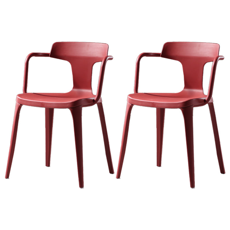 Contemporary Style Plastic Dining Chairs Dining Arm Side Chairs for Kitchen Crimson 2 Piece Set Clearhalo ' kitchen&dining_furn' 'Dining Chairs' 'Dining Tables & Seating' 'dining_chair' 'furn' 'furn_dining_chair' 'Furniture' 'furniture_dining_chair' 'Kitchen & Dining Furniture' 'kitchen' 4037649