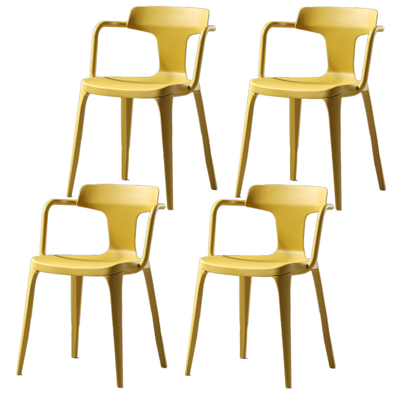 Contemporary Style Plastic Dining Chairs Dining Arm Side Chairs for Kitchen Yellow 4 Piece Set Clearhalo ' kitchen&dining_furn' 'Dining Chairs' 'Dining Tables & Seating' 'dining_chair' 'furn' 'furn_dining_chair' 'Furniture' 'furniture_dining_chair' 'Kitchen & Dining Furniture' 'kitchen' 4037657