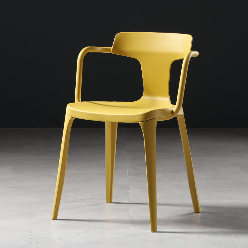 Contemporary Style Plastic Dining Chairs Dining Arm Side Chairs for Kitchen Yellow 1 Piece Clearhalo ' kitchen&dining_furn' 'Dining Chairs' 'Dining Tables & Seating' 'dining_chair' 'furn' 'furn_dining_chair' 'Furniture' 'furniture_dining_chair' 'Kitchen & Dining Furniture' 'kitchen' 4037658