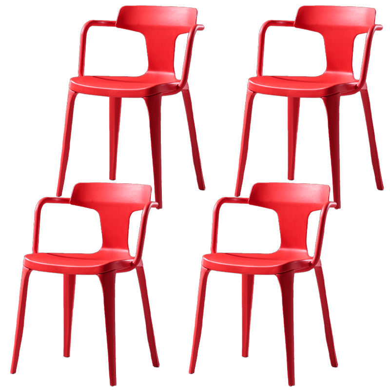 Contemporary Style Plastic Dining Chairs Dining Arm Side Chairs for Kitchen Red 4 Piece Set Clearhalo ' kitchen&dining_furn' 'Dining Chairs' 'Dining Tables & Seating' 'dining_chair' 'furn' 'furn_dining_chair' 'Furniture' 'furniture_dining_chair' 'Kitchen & Dining Furniture' 'kitchen' 4037660