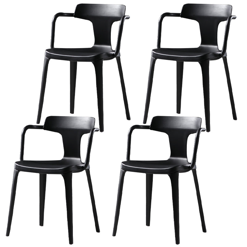 Contemporary Style Plastic Dining Chairs Dining Arm Side Chairs for Kitchen Black 4 Piece Set Clearhalo ' kitchen&dining_furn' 'Dining Chairs' 'Dining Tables & Seating' 'dining_chair' 'furn' 'furn_dining_chair' 'Furniture' 'furniture_dining_chair' 'Kitchen & Dining Furniture' 'kitchen' 4037663