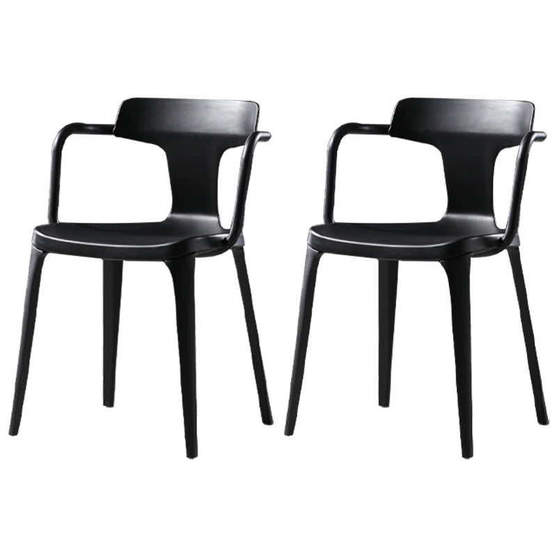 Contemporary Style Plastic Dining Chairs Dining Arm Side Chairs for Kitchen Black 2 Piece Set Clearhalo ' kitchen&dining_furn' 'Dining Chairs' 'Dining Tables & Seating' 'dining_chair' 'furn' 'furn_dining_chair' 'Furniture' 'furniture_dining_chair' 'Kitchen & Dining Furniture' 'kitchen' 4037665