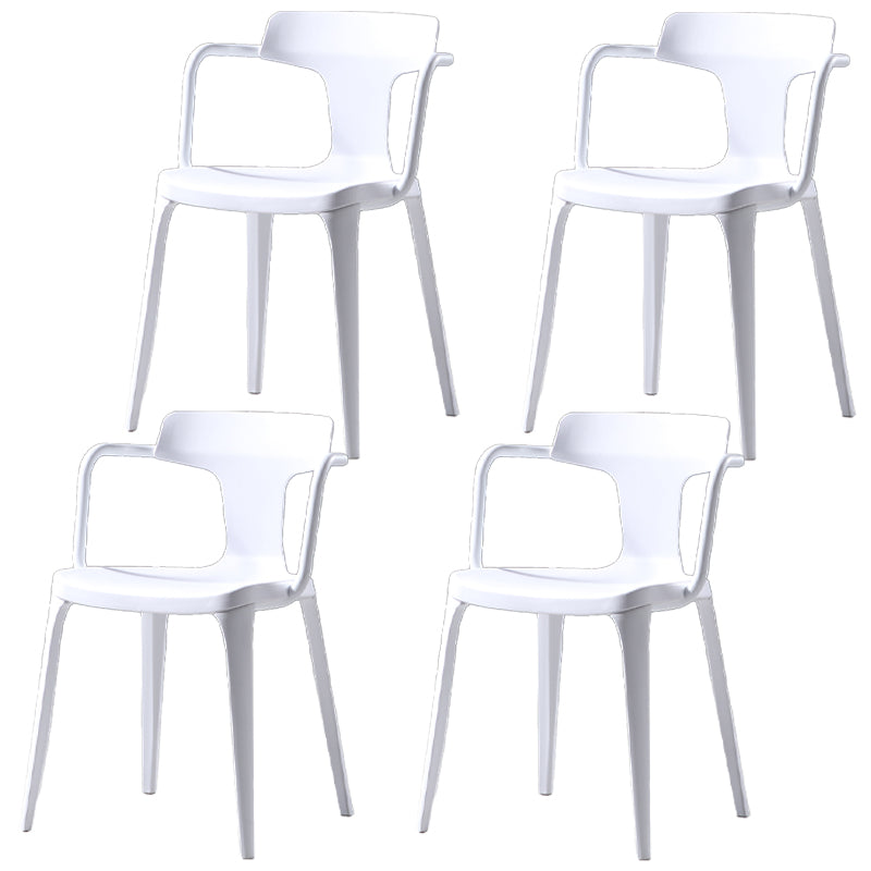 Contemporary Style Plastic Dining Chairs Dining Arm Side Chairs for Kitchen White 4 Piece Set Clearhalo ' kitchen&dining_furn' 'Dining Chairs' 'Dining Tables & Seating' 'dining_chair' 'furn' 'furn_dining_chair' 'Furniture' 'furniture_dining_chair' 'Kitchen & Dining Furniture' 'kitchen' 4037666