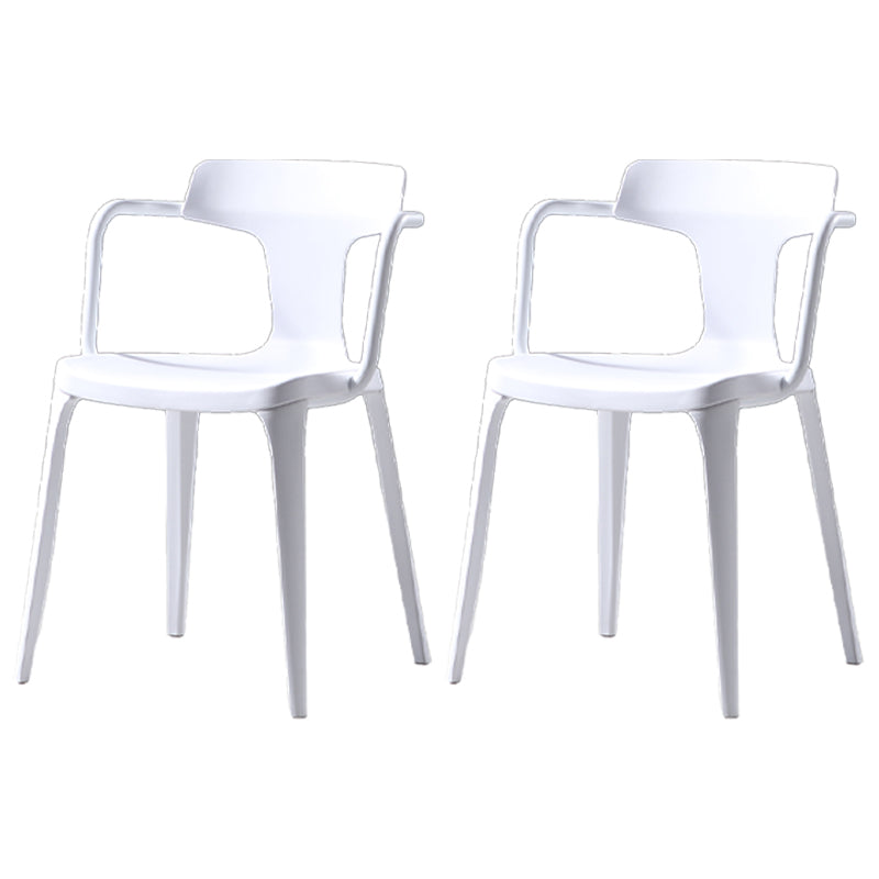 Contemporary Style Plastic Dining Chairs Dining Arm Side Chairs for Kitchen White 2 Piece Set Clearhalo ' kitchen&dining_furn' 'Dining Chairs' 'Dining Tables & Seating' 'dining_chair' 'furn' 'furn_dining_chair' 'Furniture' 'furniture_dining_chair' 'Kitchen & Dining Furniture' 'kitchen' 4037668