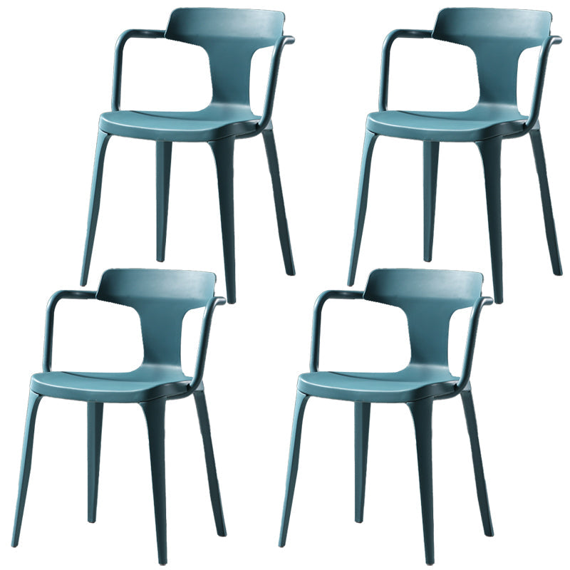 Contemporary Style Plastic Dining Chairs Dining Arm Side Chairs for Kitchen Blue 4 Piece Set Clearhalo ' kitchen&dining_furn' 'Dining Chairs' 'Dining Tables & Seating' 'dining_chair' 'furn' 'furn_dining_chair' 'Furniture' 'furniture_dining_chair' 'Kitchen & Dining Furniture' 'kitchen' 4037669
