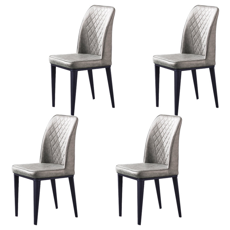 Scandinavian Indoor Side Chair Metal Upholstered Solid Back Dining Room Chair Light Gray 4 Piece Set Clearhalo ' kitchen&dining_furn' 'Dining Chairs' 'Dining Tables & Seating' 'dining_chair' 'furn' 'furn_dining_chair' 'Furniture' 'furniture_dining_chair' 'Kitchen & Dining Furniture' 'kitchen' 4037680