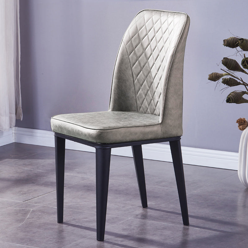 Scandinavian Indoor Side Chair Metal Upholstered Solid Back Dining Room Chair Light Gray 1 Piece Clearhalo ' kitchen&dining_furn' 'Dining Chairs' 'Dining Tables & Seating' 'dining_chair' 'furn' 'furn_dining_chair' 'Furniture' 'furniture_dining_chair' 'Kitchen & Dining Furniture' 'kitchen' 4037682