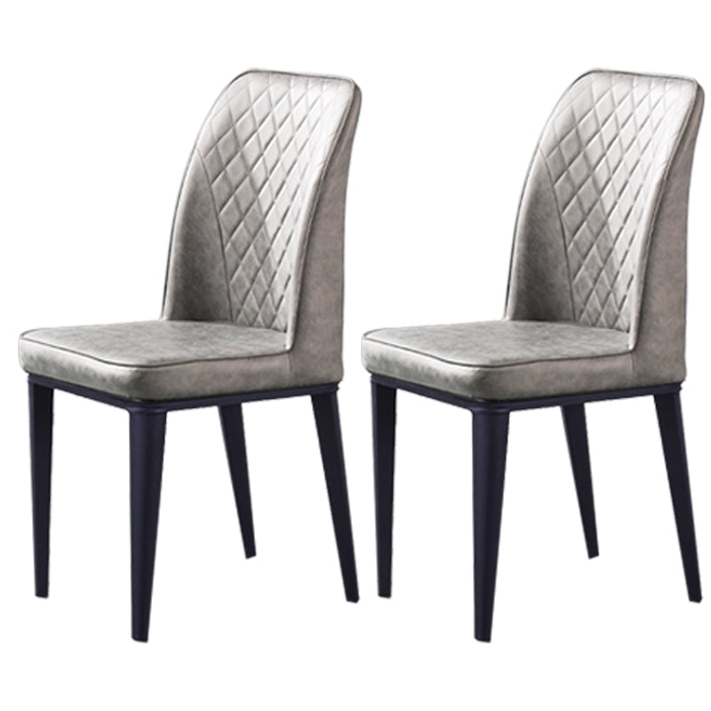 Scandinavian Indoor Side Chair Metal Upholstered Solid Back Dining Room Chair Light Gray 2 Piece Set Clearhalo ' kitchen&dining_furn' 'Dining Chairs' 'Dining Tables & Seating' 'dining_chair' 'furn' 'furn_dining_chair' 'Furniture' 'furniture_dining_chair' 'Kitchen & Dining Furniture' 'kitchen' 4037683