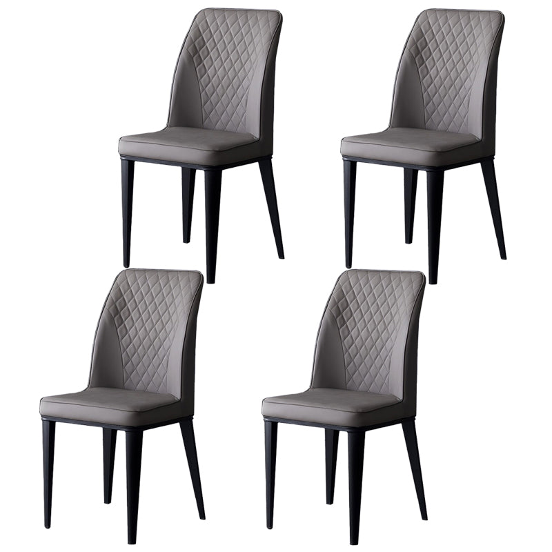 Scandinavian Indoor Side Chair Metal Upholstered Solid Back Dining Room Chair Dark Gray 4 Piece Set Clearhalo ' kitchen&dining_furn' 'Dining Chairs' 'Dining Tables & Seating' 'dining_chair' 'furn' 'furn_dining_chair' 'Furniture' 'furniture_dining_chair' 'Kitchen & Dining Furniture' 'kitchen' 4037685
