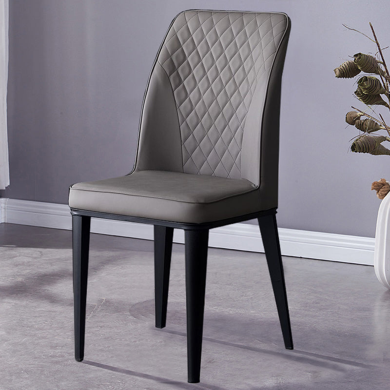 Scandinavian Indoor Side Chair Metal Upholstered Solid Back Dining Room Chair Dark Gray 1 Piece Clearhalo ' kitchen&dining_furn' 'Dining Chairs' 'Dining Tables & Seating' 'dining_chair' 'furn' 'furn_dining_chair' 'Furniture' 'furniture_dining_chair' 'Kitchen & Dining Furniture' 'kitchen' 4037687