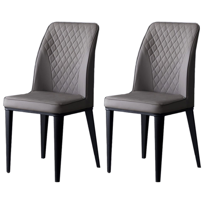 Scandinavian Indoor Side Chair Metal Upholstered Solid Back Dining Room Chair Dark Gray 2 Piece Set Clearhalo ' kitchen&dining_furn' 'Dining Chairs' 'Dining Tables & Seating' 'dining_chair' 'furn' 'furn_dining_chair' 'Furniture' 'furniture_dining_chair' 'Kitchen & Dining Furniture' 'kitchen' 4037689