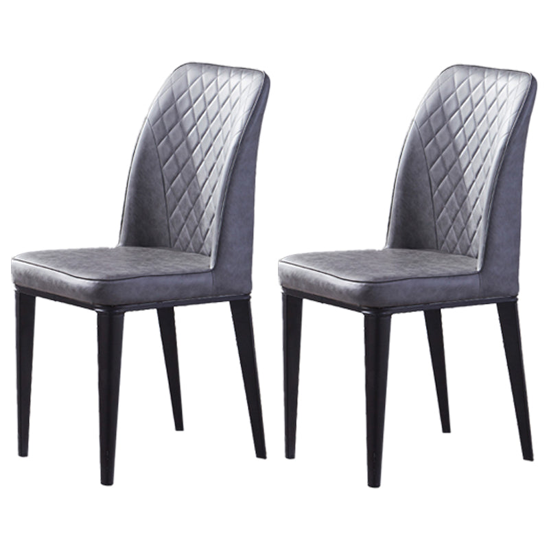 Scandinavian Indoor Side Chair Metal Upholstered Solid Back Dining Room Chair Dark Gray-Black 2 Piece Set Clearhalo ' kitchen&dining_furn' 'Dining Chairs' 'Dining Tables & Seating' 'dining_chair' 'furn' 'furn_dining_chair' 'Furniture' 'furniture_dining_chair' 'Kitchen & Dining Furniture' 'kitchen' 4037696