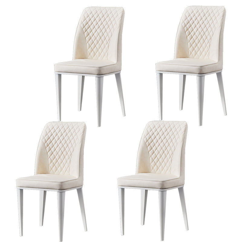 Scandinavian Indoor Side Chair Metal Upholstered Solid Back Dining Room Chair Beige 4 Piece Set Clearhalo ' kitchen&dining_furn' 'Dining Chairs' 'Dining Tables & Seating' 'dining_chair' 'furn' 'furn_dining_chair' 'Furniture' 'furniture_dining_chair' 'Kitchen & Dining Furniture' 'kitchen' 4037698