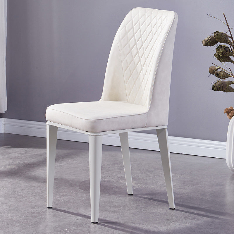 Scandinavian Indoor Side Chair Metal Upholstered Solid Back Dining Room Chair Beige 1 Piece Clearhalo ' kitchen&dining_furn' 'Dining Chairs' 'Dining Tables & Seating' 'dining_chair' 'furn' 'furn_dining_chair' 'Furniture' 'furniture_dining_chair' 'Kitchen & Dining Furniture' 'kitchen' 4037699