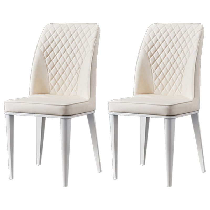 Scandinavian Indoor Side Chair Metal Upholstered Solid Back Dining Room Chair Beige 2 Piece Set Clearhalo ' kitchen&dining_furn' 'Dining Chairs' 'Dining Tables & Seating' 'dining_chair' 'furn' 'furn_dining_chair' 'Furniture' 'furniture_dining_chair' 'Kitchen & Dining Furniture' 'kitchen' 4037700