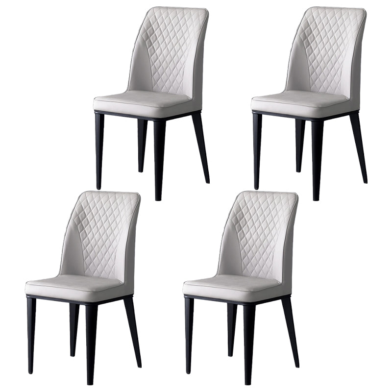 Scandinavian Indoor Side Chair Metal Upholstered Solid Back Dining Room Chair Grey 4 Piece Set Clearhalo ' kitchen&dining_furn' 'Dining Chairs' 'Dining Tables & Seating' 'dining_chair' 'furn' 'furn_dining_chair' 'Furniture' 'furniture_dining_chair' 'Kitchen & Dining Furniture' 'kitchen' 4037701