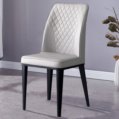 Scandinavian Indoor Side Chair Metal Upholstered Solid Back Dining Room Chair Grey 1 Piece Clearhalo ' kitchen&dining_furn' 'Dining Chairs' 'Dining Tables & Seating' 'dining_chair' 'furn' 'furn_dining_chair' 'Furniture' 'furniture_dining_chair' 'Kitchen & Dining Furniture' 'kitchen' 4037702