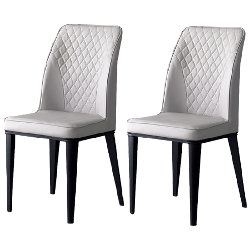 Scandinavian Indoor Side Chair Metal Upholstered Solid Back Dining Room Chair Grey 2 Piece Set Clearhalo ' kitchen&dining_furn' 'Dining Chairs' 'Dining Tables & Seating' 'dining_chair' 'furn' 'furn_dining_chair' 'Furniture' 'furniture_dining_chair' 'Kitchen & Dining Furniture' 'kitchen' 4037703