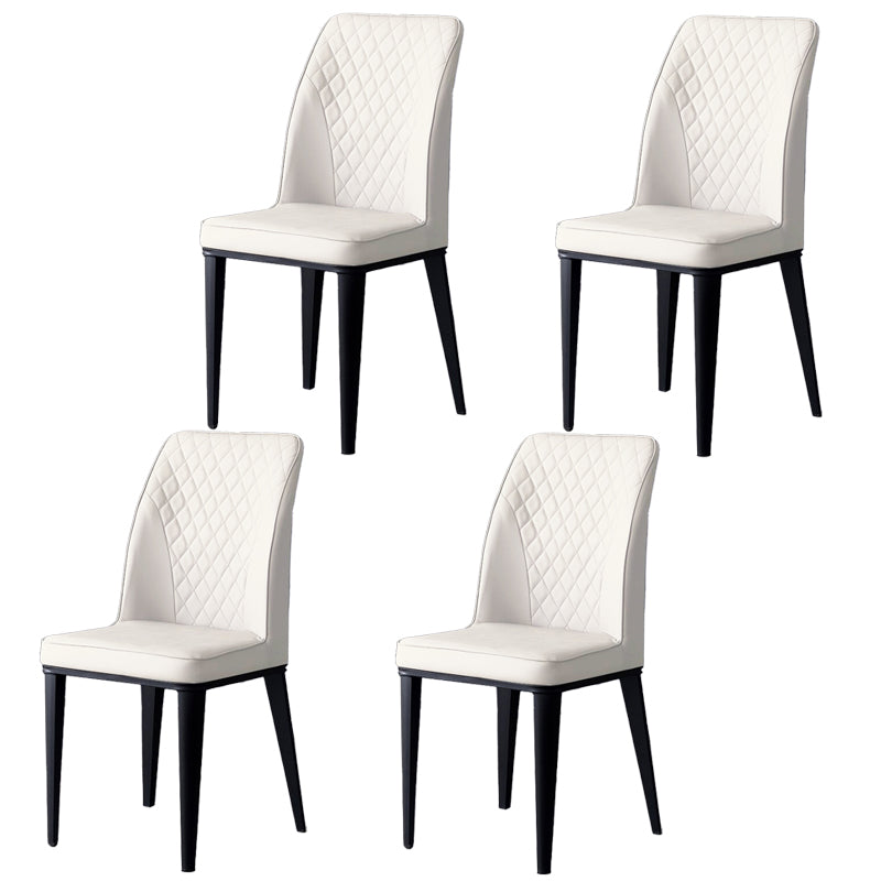 Scandinavian Indoor Side Chair Metal Upholstered Solid Back Dining Room Chair Off-White 4 Piece Set Clearhalo ' kitchen&dining_furn' 'Dining Chairs' 'Dining Tables & Seating' 'dining_chair' 'furn' 'furn_dining_chair' 'Furniture' 'furniture_dining_chair' 'Kitchen & Dining Furniture' 'kitchen' 4037704
