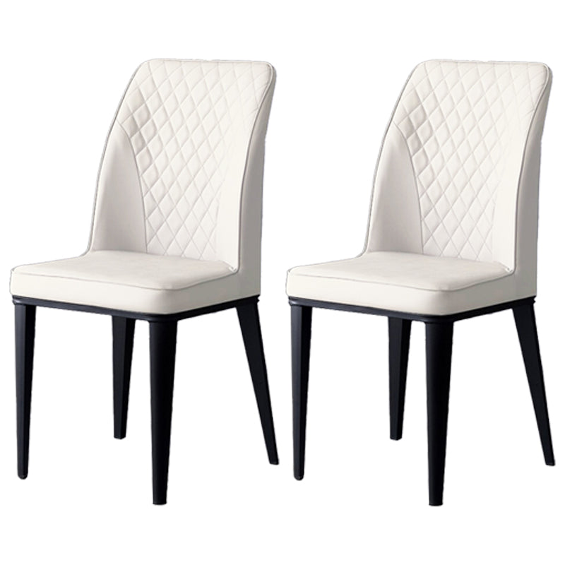 Scandinavian Indoor Side Chair Metal Upholstered Solid Back Dining Room Chair Off-White 2 Piece Set Clearhalo ' kitchen&dining_furn' 'Dining Chairs' 'Dining Tables & Seating' 'dining_chair' 'furn' 'furn_dining_chair' 'Furniture' 'furniture_dining_chair' 'Kitchen & Dining Furniture' 'kitchen' 4037706
