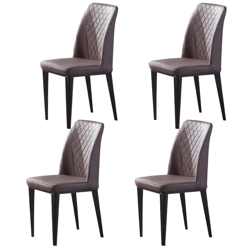 Scandinavian Indoor Side Chair Metal Upholstered Solid Back Dining Room Chair Brown 4 Piece Set Clearhalo ' kitchen&dining_furn' 'Dining Chairs' 'Dining Tables & Seating' 'dining_chair' 'furn' 'furn_dining_chair' 'Furniture' 'furniture_dining_chair' 'Kitchen & Dining Furniture' 'kitchen' 4037707