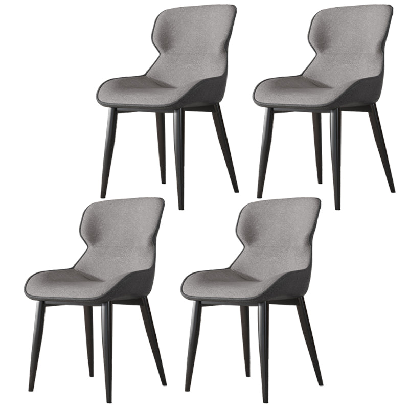 Contemporary Indoor Arm Chair Wingback Upholstered Metal Dining Room Chair Grey 4 Piece Set Clearhalo ' kitchen&dining_furn' 'Dining Chairs' 'Dining Tables & Seating' 'dining_chair' 'furn' 'furn_dining_chair' 'Furniture' 'furniture_dining_chair' 'Kitchen & Dining Furniture' 'kitchen' 4037712